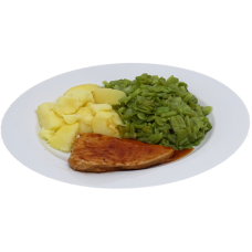 Kipfilet met kippenjus en stamppot snijbonen (zoutarm/natriumarm)